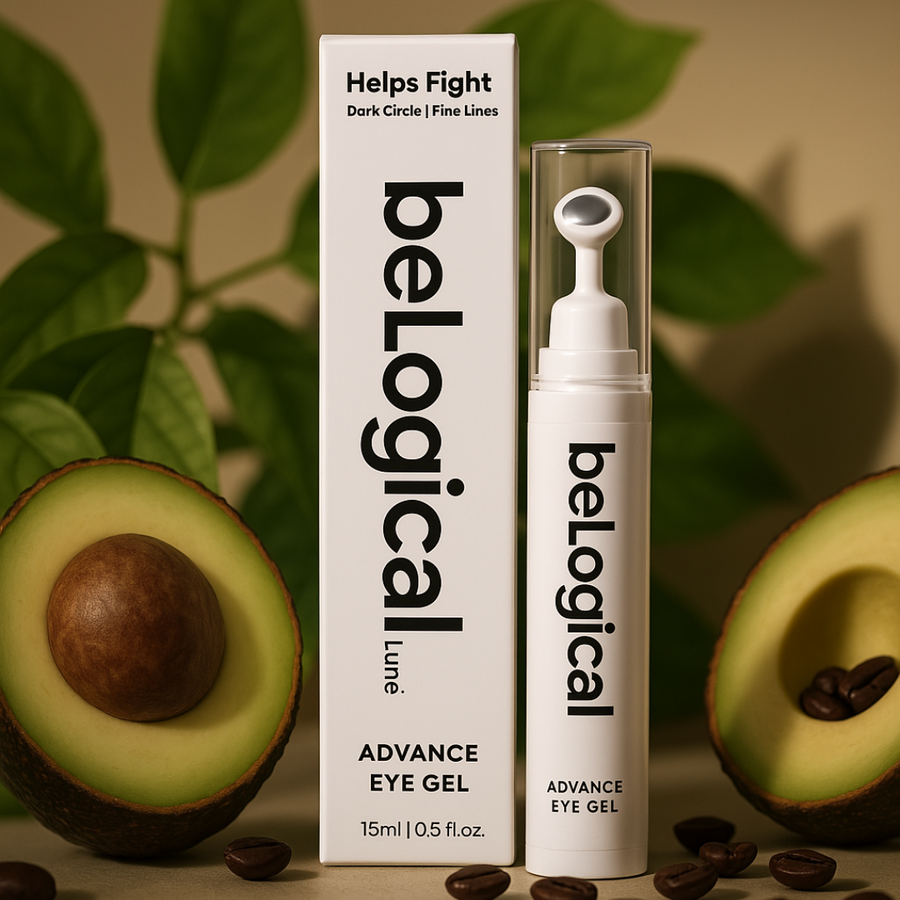 Lune Advanced Eye Cream with Hyaluronic Acid & Centella Asiatica Extract | For Reducing Dark Circles, Puffiness, Wrinkles, Fine Lines | Cooling Gel & Roller for Men & Women | 15 g