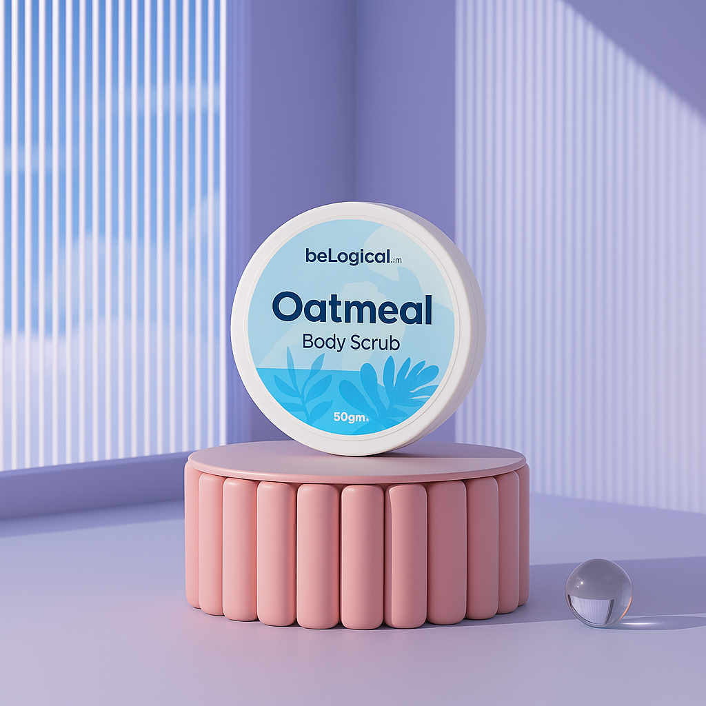 beLogical's Oatmeal Body Scrub | Moisturizing | Gentle and Smooth | Sensitive Skin Exfoliator | 50g