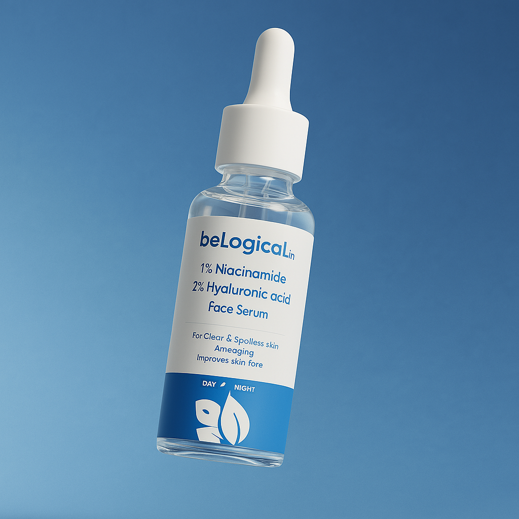 beLogical's 1% Niacinamide + 2% Hyaluronic Acid Face Serum | Brightening & Hydrating | Anti-aging | 30ml